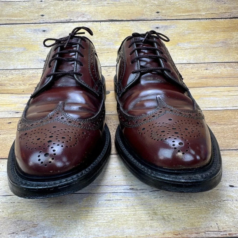 Vintage Dexter USA Dress Shoes Men 10.5 C Burgundy Wingtip‎ Longwing Brogue